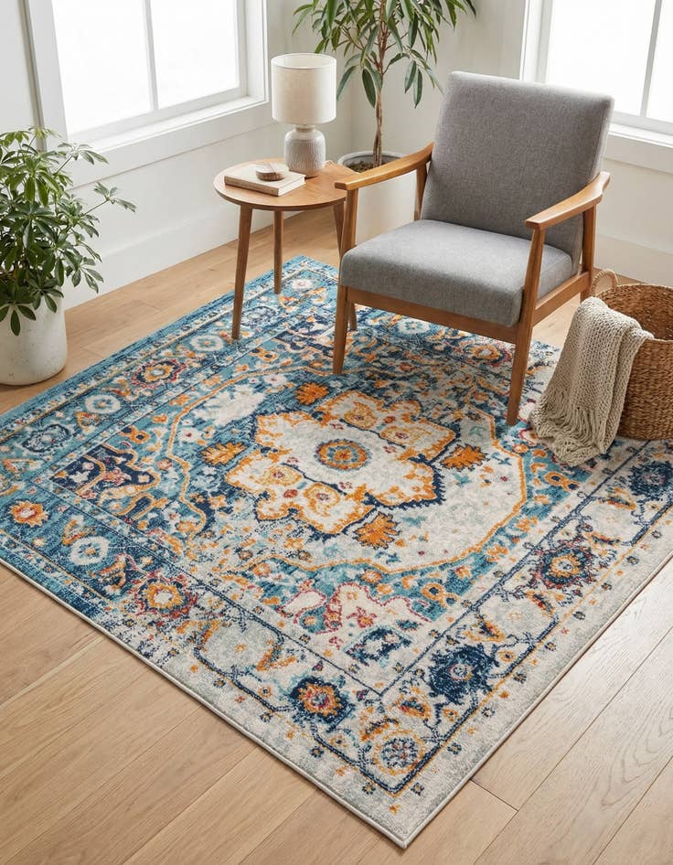 Detail image of 5' 3 x 5' 3 Madeline Vintage Square Rug