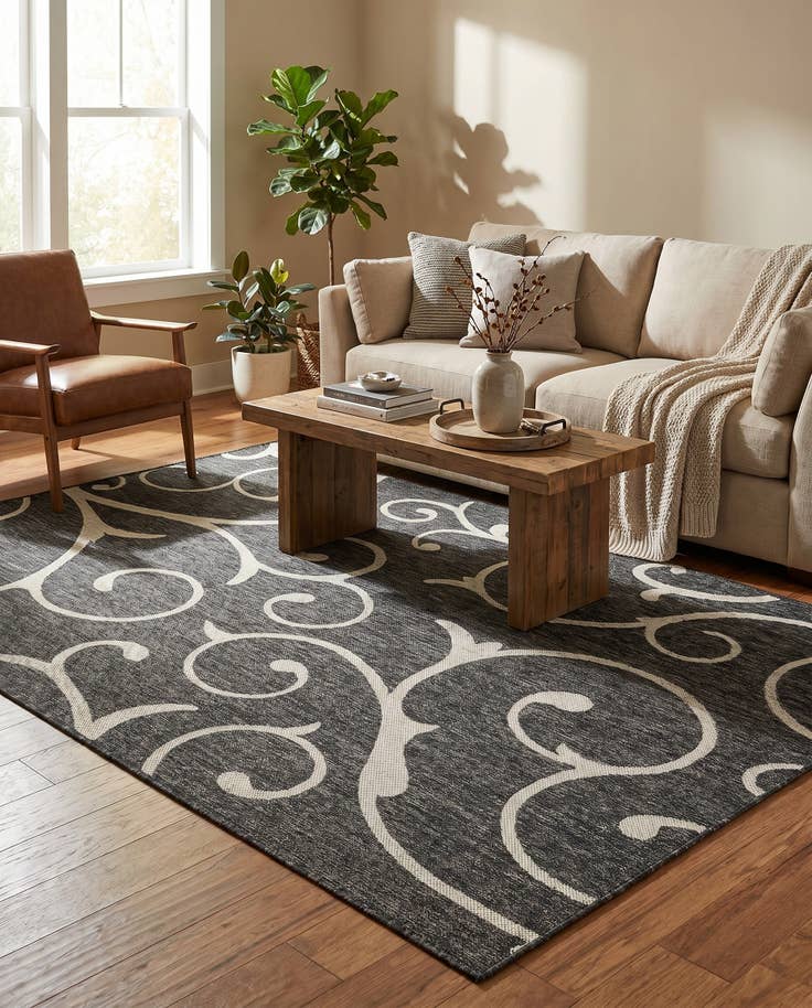 Detail image of 5' 3 x 8' Easy-Clean Botanical Indoor / Outdoor Rug