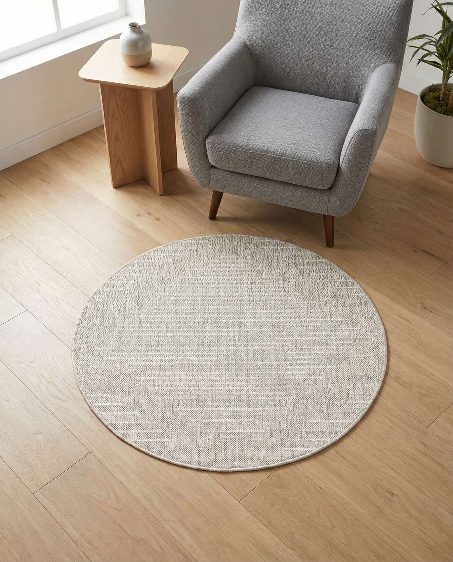 3' x 3' Easy-Clean Modern Indoor / Outdoor Round Rug