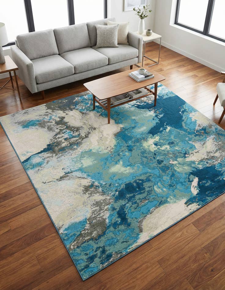 Detail image of 7' 10 x 7' 10 Washable Modern Indoor / Outdoor Square Rug