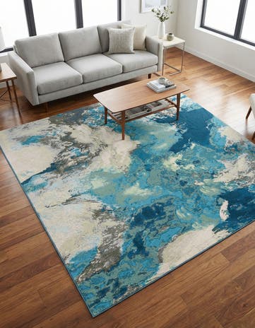 7' 10 x 7' 10 Easy-Clean Modern Indoor / Outdoor Square Rug