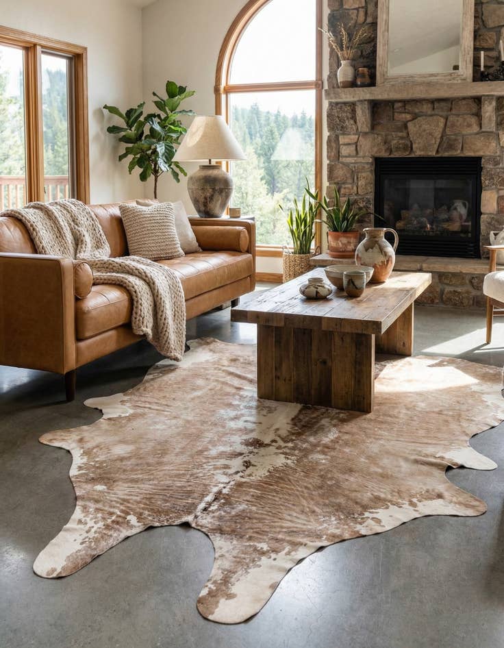 Detail image of 5' 11 x 6' 10 Cowhide Leather Rug