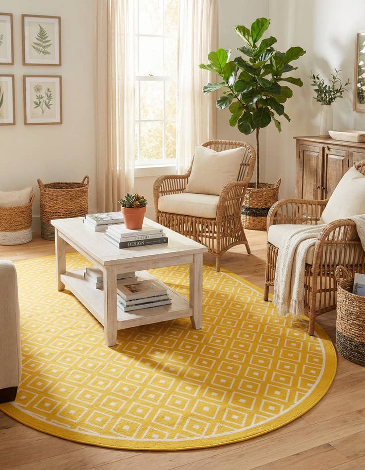 Detail image of 7' 10 x 10'  Washable Trellis Indoor / Outdoor Oval Rug