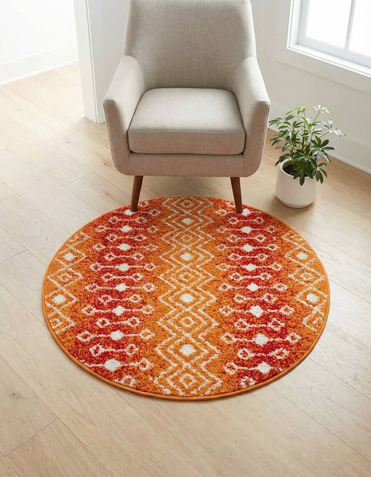 Detail image of 3' 3 x 3' 3 Moroccan Trellis Round Rug