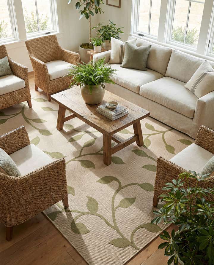 7' x 10' Easy-Clean Botanical Indoor / Outdoor Rug