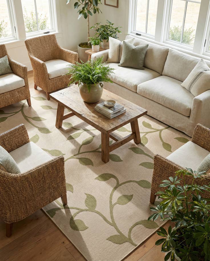 Detail image of 7' x 10' Easy-Clean Botanical Indoor / Outdoor Rug