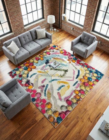 Washable Vivid Square Rug