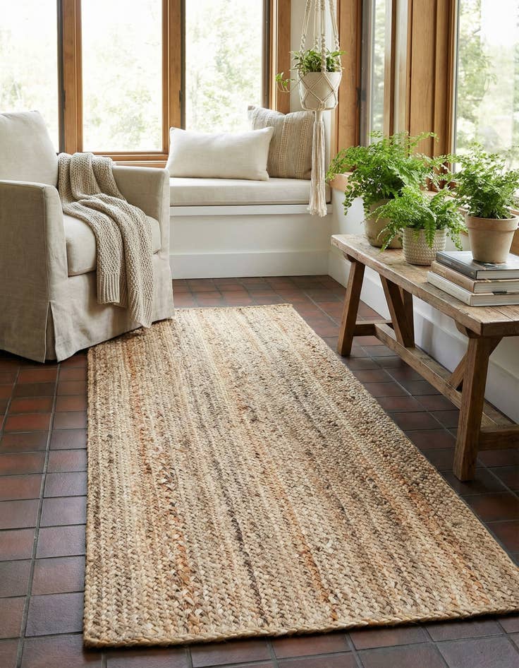 Detail image of 2' 7 x 6' 1 Handmade Braided Jute Runner Rug