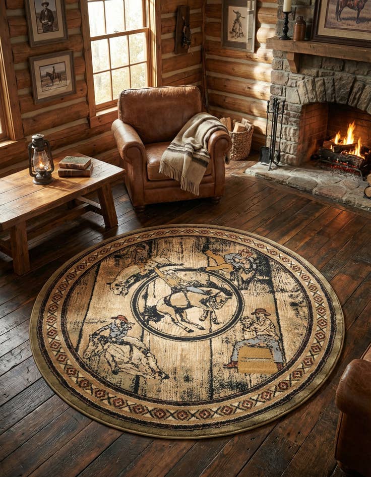 Detail image of 5' 3 x 5' 3 Pioneer Round Rug