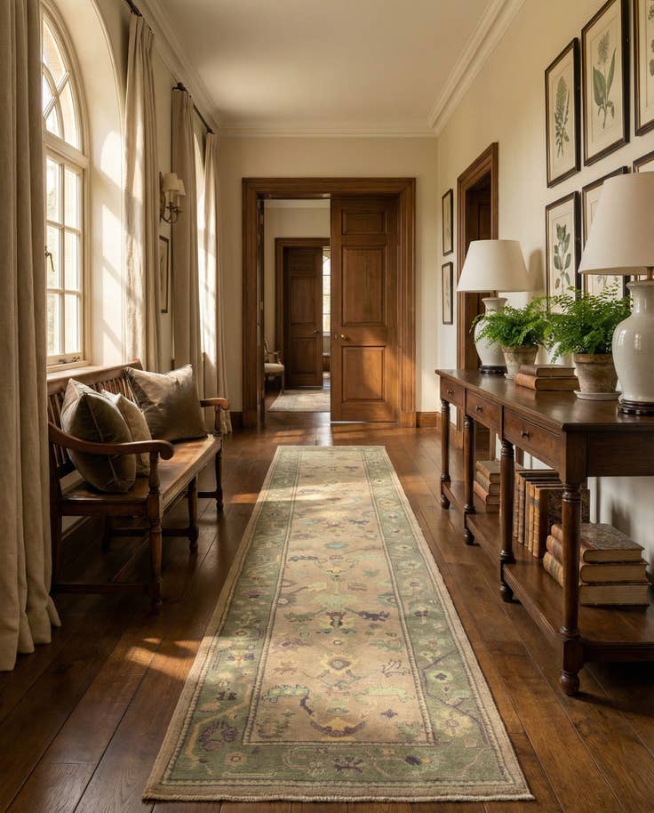 Detail image of 2' 10 x 13' 2 Hand Knotted Oushak Wool Runner Rug