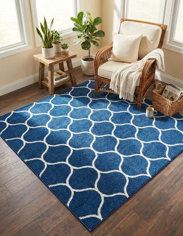5' 3 x 5' 3 Lattice Frieze Square Rug