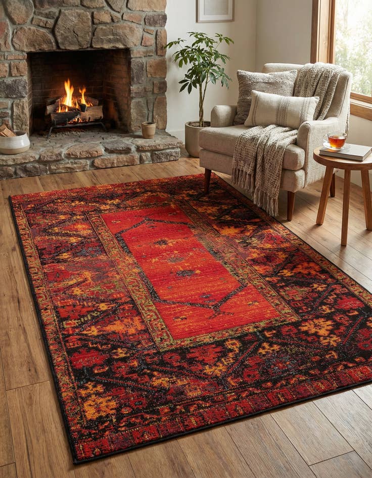 Detail image of 3' 3 x 5' 3  Washable Tribal Indoor / Outdoor Rug