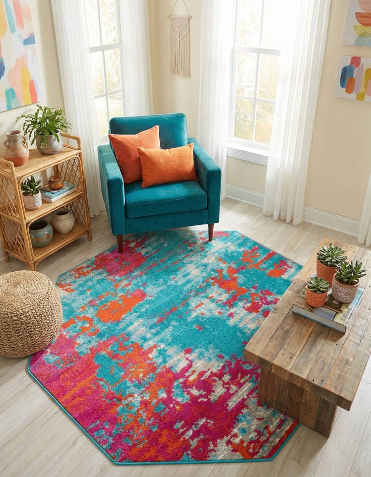 Detail image of 5' 3 x 5' 3 Azalea Octagon Rug