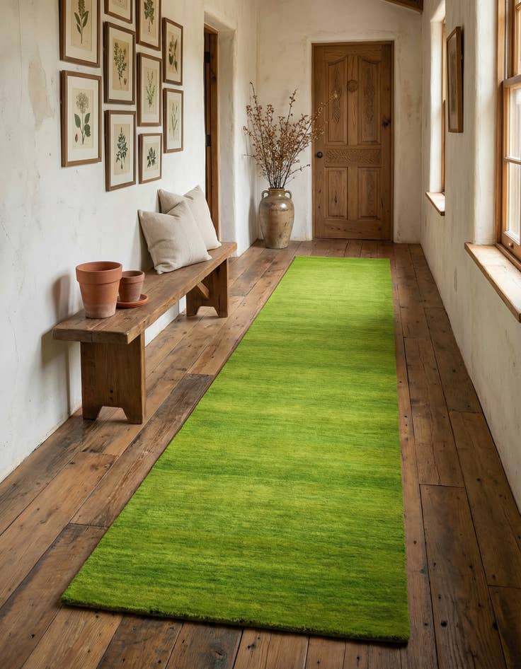 Detail image of 2' 7 x 16' 5 Hand Knotted Solid Gabbeh Wool Runner Rug