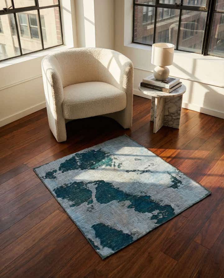 3' x 3' 8 Hand Knotted Ultra Vintage Persian Wool Square Rug