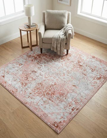 Rose Pink Kamala Washable Square Rug