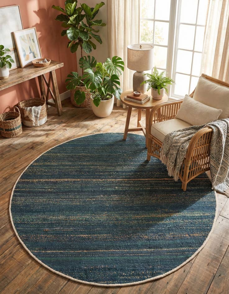 Detail image of 5' 3 x 5' 3  Hand Woven Palm Beach Jute Round Rug