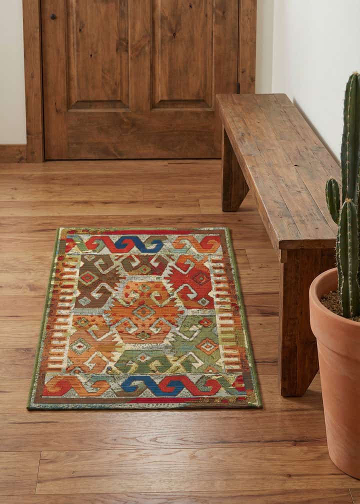 2' x 3' Easy-Clean Southwestern Indoor / Outdoor Rug