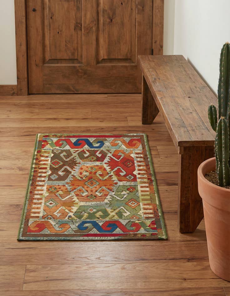 Detail image of 2' x 3' Easy-Clean Southwestern Indoor / Outdoor Rug