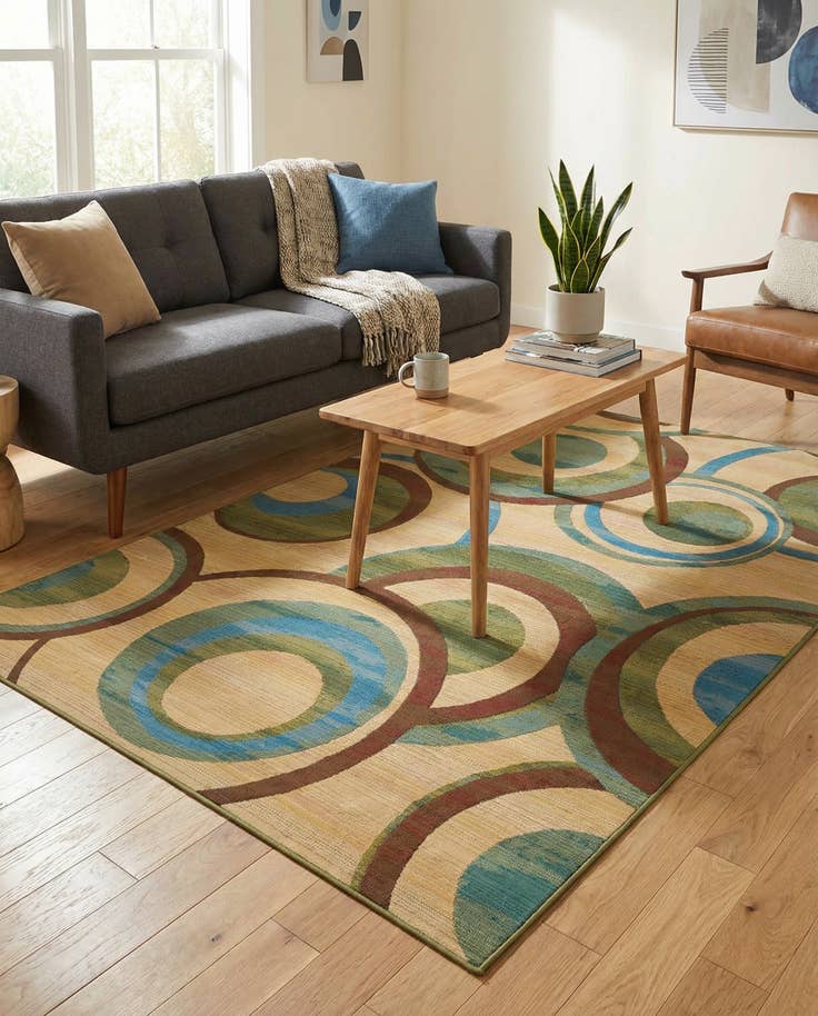 Detail image of 5' 3 x 8' Easy-Clean Modern Indoor / Outdoor Rug