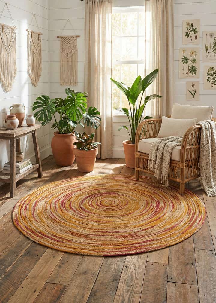 7' 10 x 7' 10 Handmade Braided Jute Round Rug