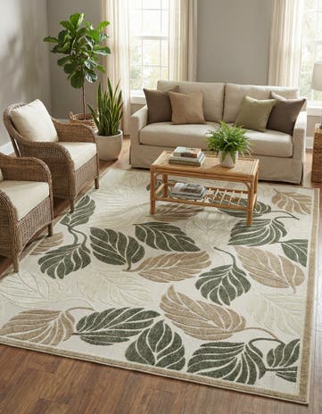 8' x 10' Easy-Clean Botanical Indoor / Outdoor Rug