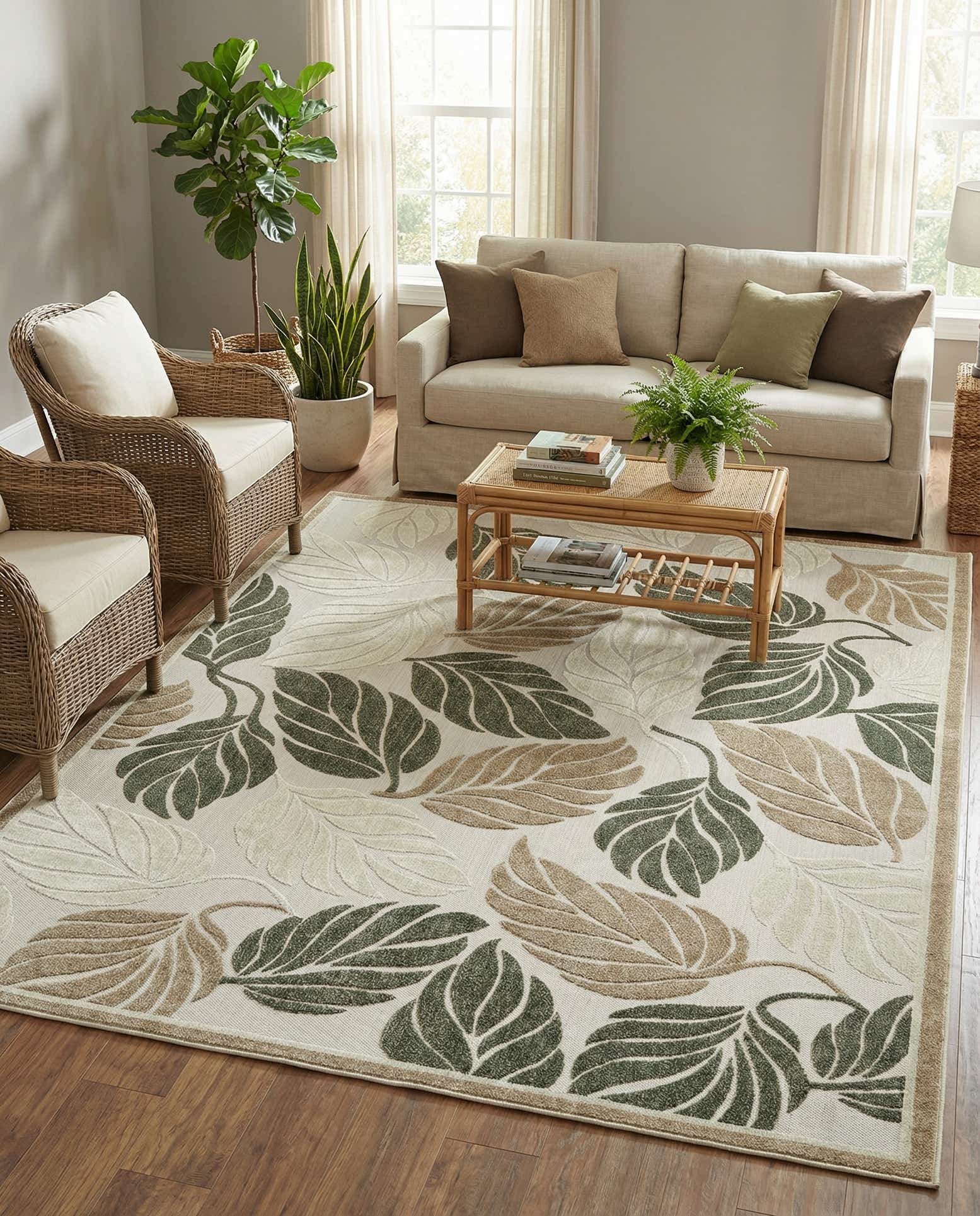 8' x 10' Easy-Clean Botanical Indoor / Outdoor Rug