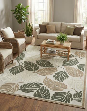 8' x 10' Easy-Clean Botanical Indoor / Outdoor Rug