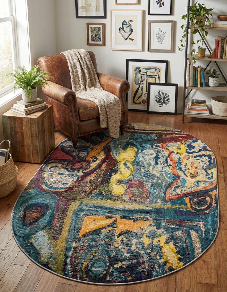 Detail image of 5' 3 x 7' 10 Washable Haerfest Oval Rug