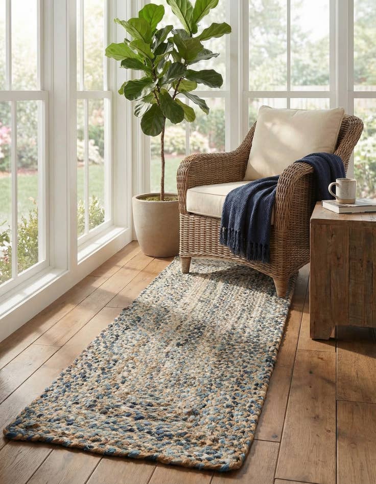 Detail image of 2' 2 x 6' 1 Handmade Braided Chindi Runner Rug