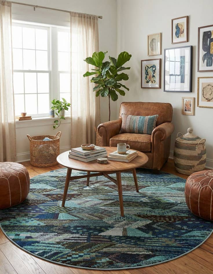 Detail image of 6' x 6' Washable Mesa Round Rug