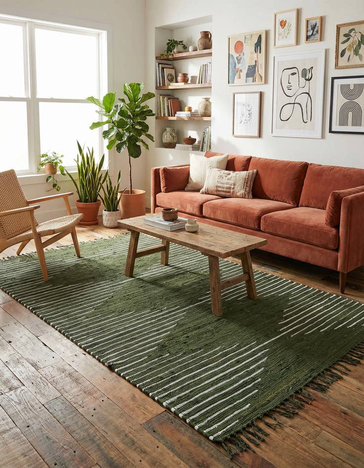 Detail image of 5' 1 x 8' Hand Woven Chindi Cotton Rug