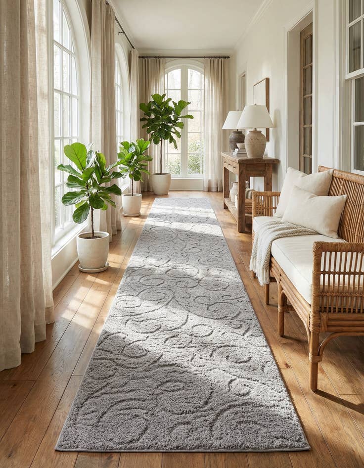Detail image of 2' 7 x 10' Botanical Shag Runner Rug