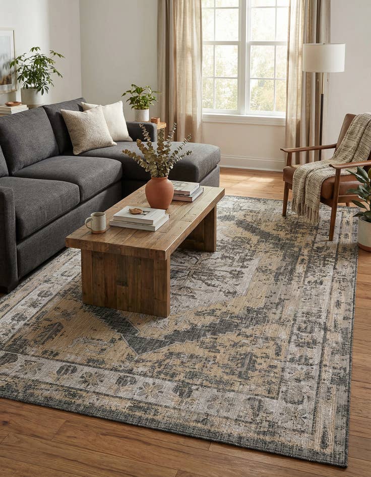 Detail image of 7' 10 x 11' Washable Traditional Indoor / Outdoor Rug
