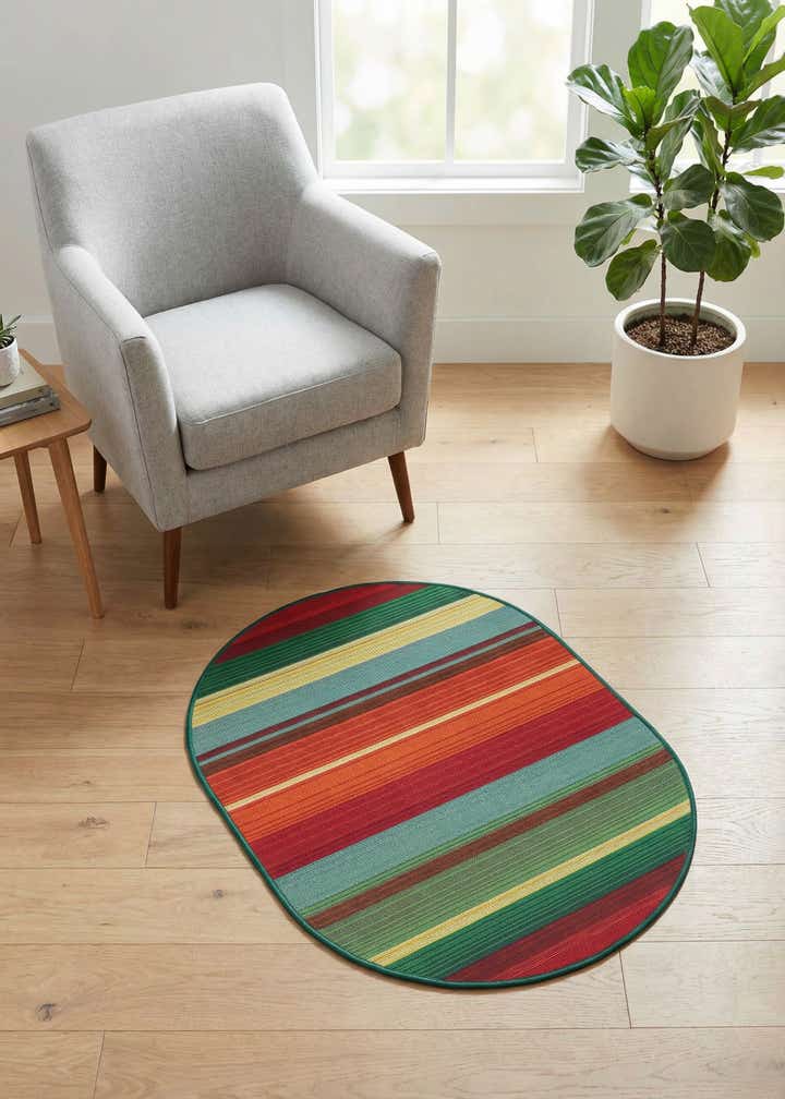 2' 2 x 3' Easy-Clean Modern Indoor / Outdoor Oval Rug