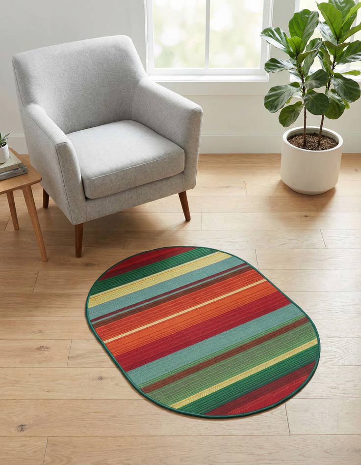 Detail image of 2' 2 x 3' Washable Modern Indoor / Outdoor Oval Rug