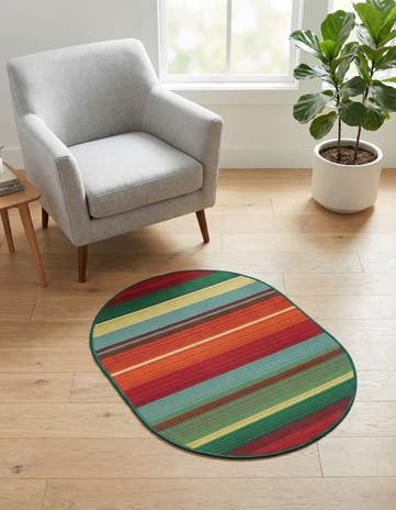 2' 2 x 3' Easy-Clean Modern Indoor / Outdoor Oval Rug