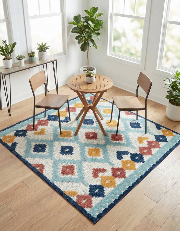 Detail image of 5' 3 x 5' 3 Washable Belize Indoor / Outdoor Square Rug