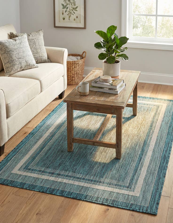 Detail image of 3' x 5' 3 Washable Border Indoor / Outdoor Rug
