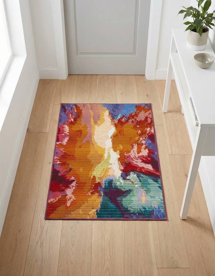 Detail image of 2' x 3'  Washable Modern Indoor / Outdoor Rug