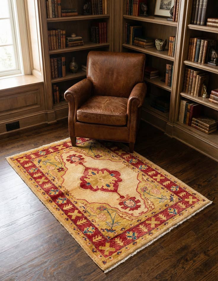 Detail image of 3' 5 x 5' 1 Hand Knotted Ziegler Wool Rug