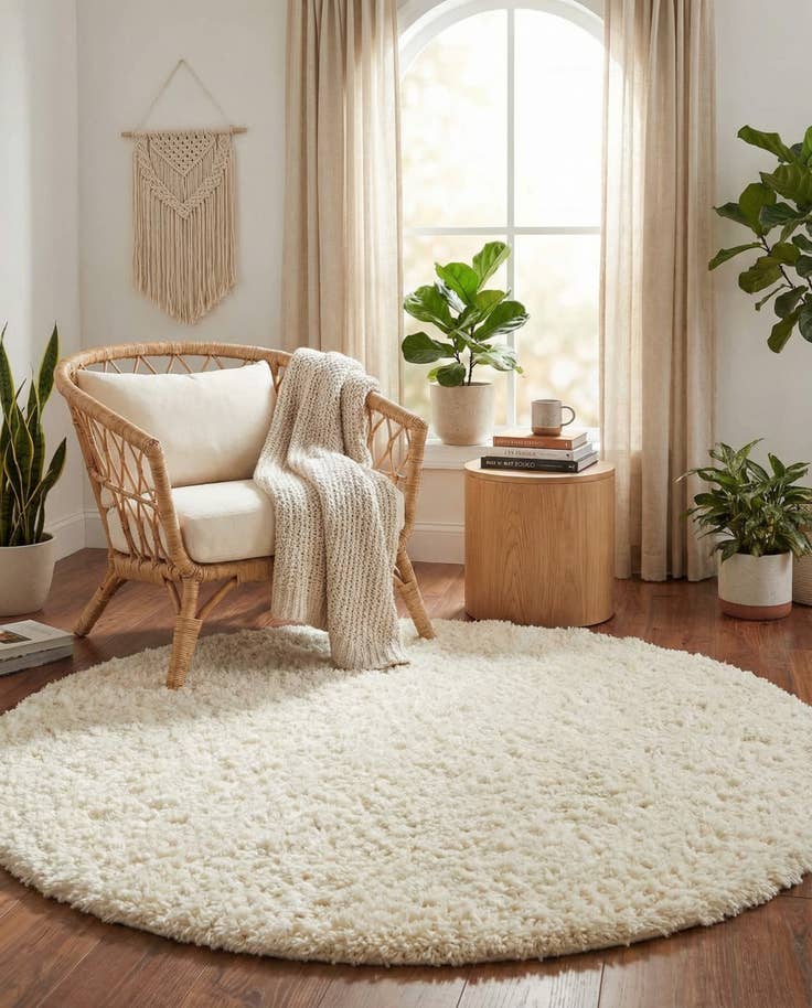Detailfoto van 185cm x 185cm Infinity Shag Rond Vloerkleed