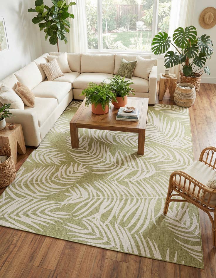 Detail image of 10' x 14'  Washable Botanical Indoor / Outdoor Rug