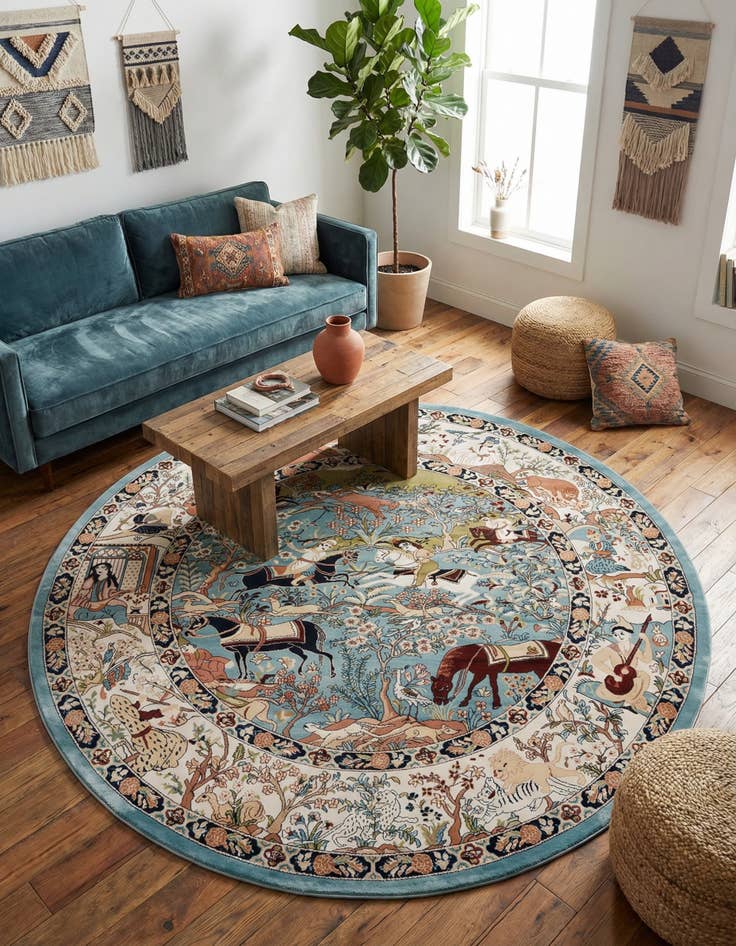 Detail image of  7' 10 x 7' 10 Nain Design Round Rug