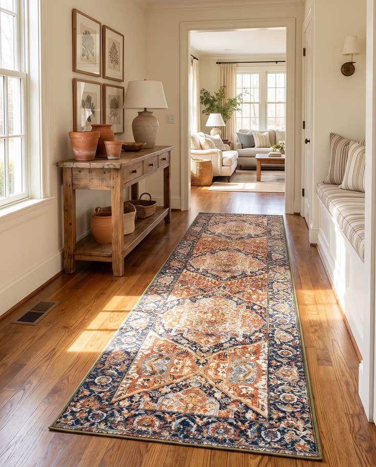 Detail image of 2' 7 x 10' Easy-Clean Traditional Indoor / Outdoor Runner Rug