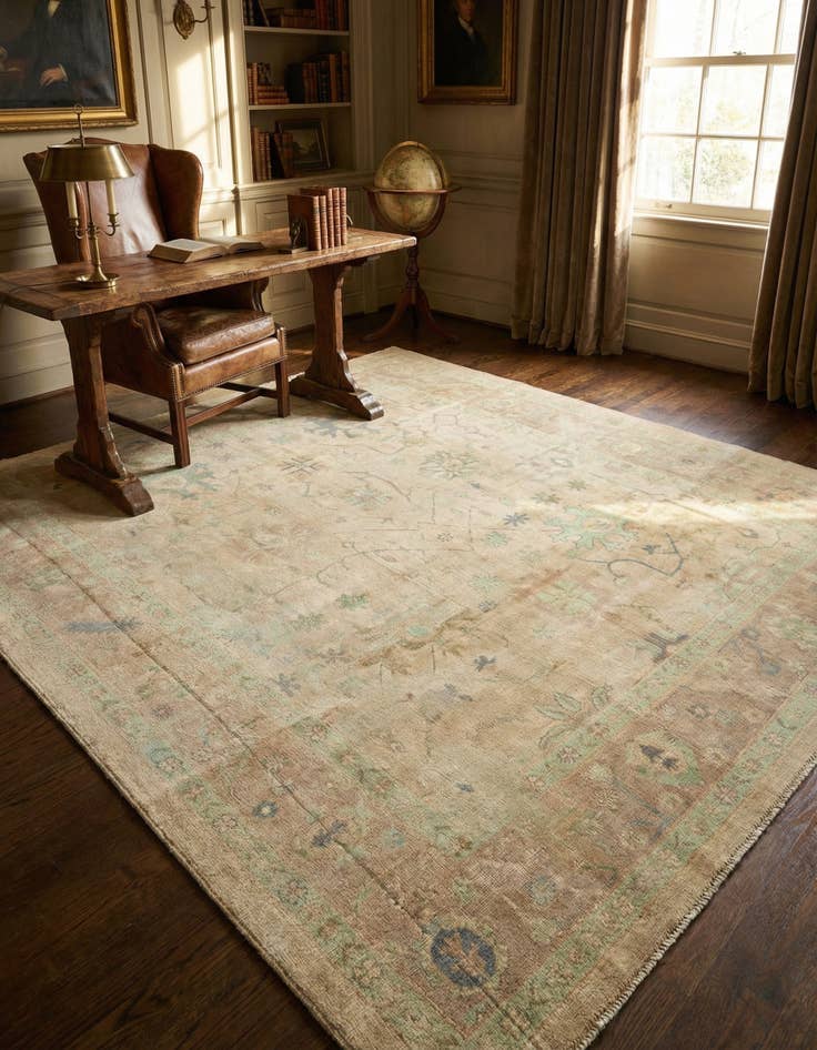 Detail image of 8' 4 x 9' 7 Hand Knotted Oushak Wool Rug