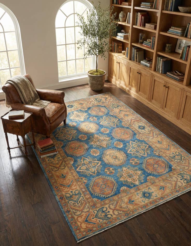 Detail image of 4' 11 x 6' 6 Hand Knotted Oushak Wool Rug