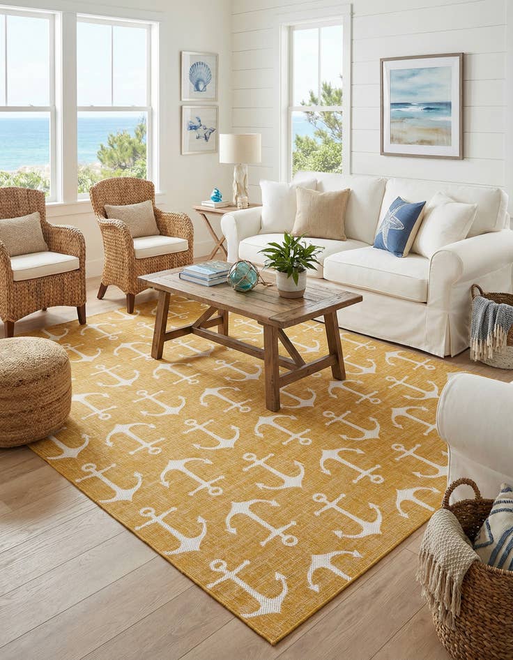 Detail image of 10' x 13'  Washable Coastal Indoor / Outdoor Rug