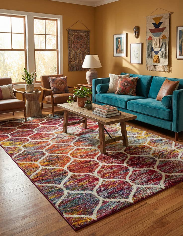 Detail image of 6' x 9' Lattice Frieze Rug