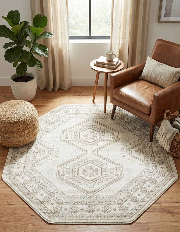 Detail image of 5' 3 x 5' 3 Charlotte Octagon Rug